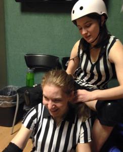 Hair braiding for a zebra packmate (teammate?) is love. 